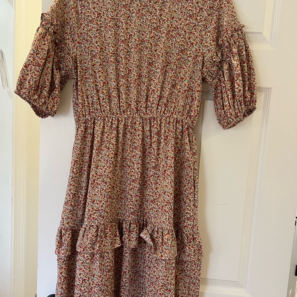 Floral Smocked Waist Midi Dress - Red Multi
